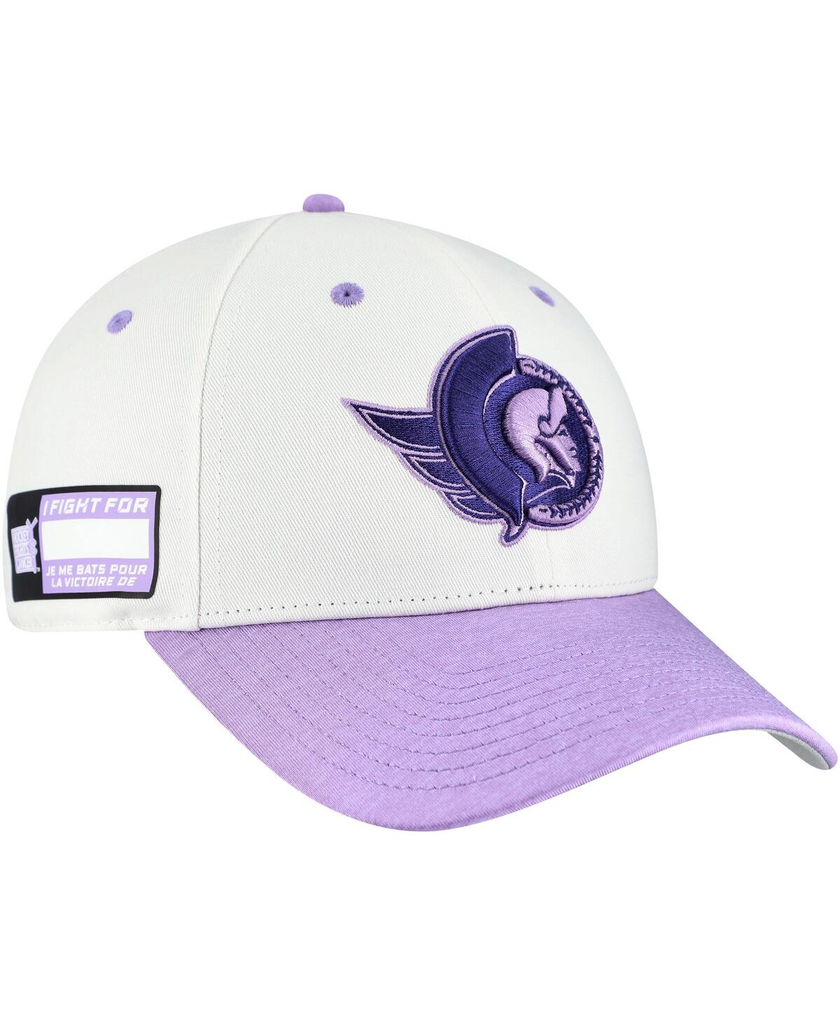 Fanatics Men's White/Lavender Ottawa Senators Authentic Pro Hockey Fights Cancer Adjustable Hat
