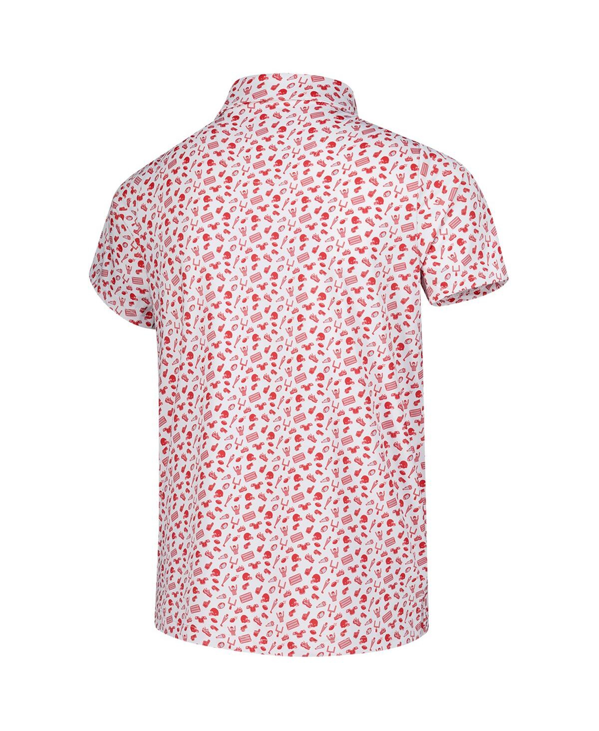 Garb Big Boys And Girls White/scarlet Ohio State Buckeyes Tom Allover Print Performance Polo Shirt In Multi