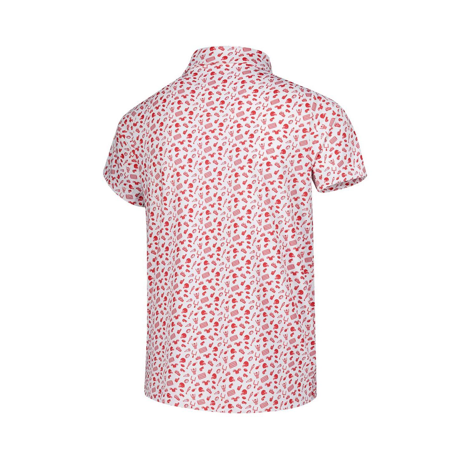 Big Boys and Girls White/Scarlet Ohio State Buckeyes Tom Allover Print Performance Polo Shirt