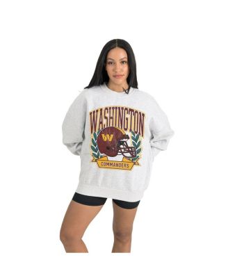 Women's Gray Washington Commanders Heritage Premium Fleece Pullover Sweatshirt