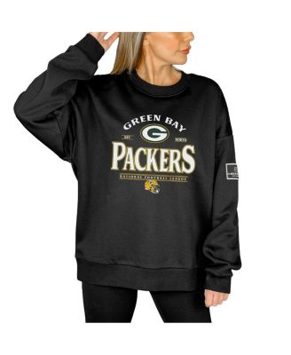 Women's Black Green Bay Packers Oversized Players Only Black Label Pullover Sweatshirt