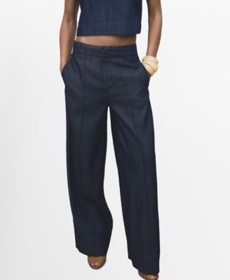 MANGO - Women's Wide Leg Denim Pants