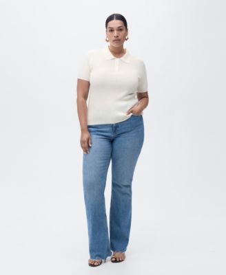 Women's Short-Sleeved Polo-Neck Sweater