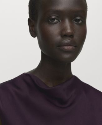 Women's Draped Neck Satin Blouse