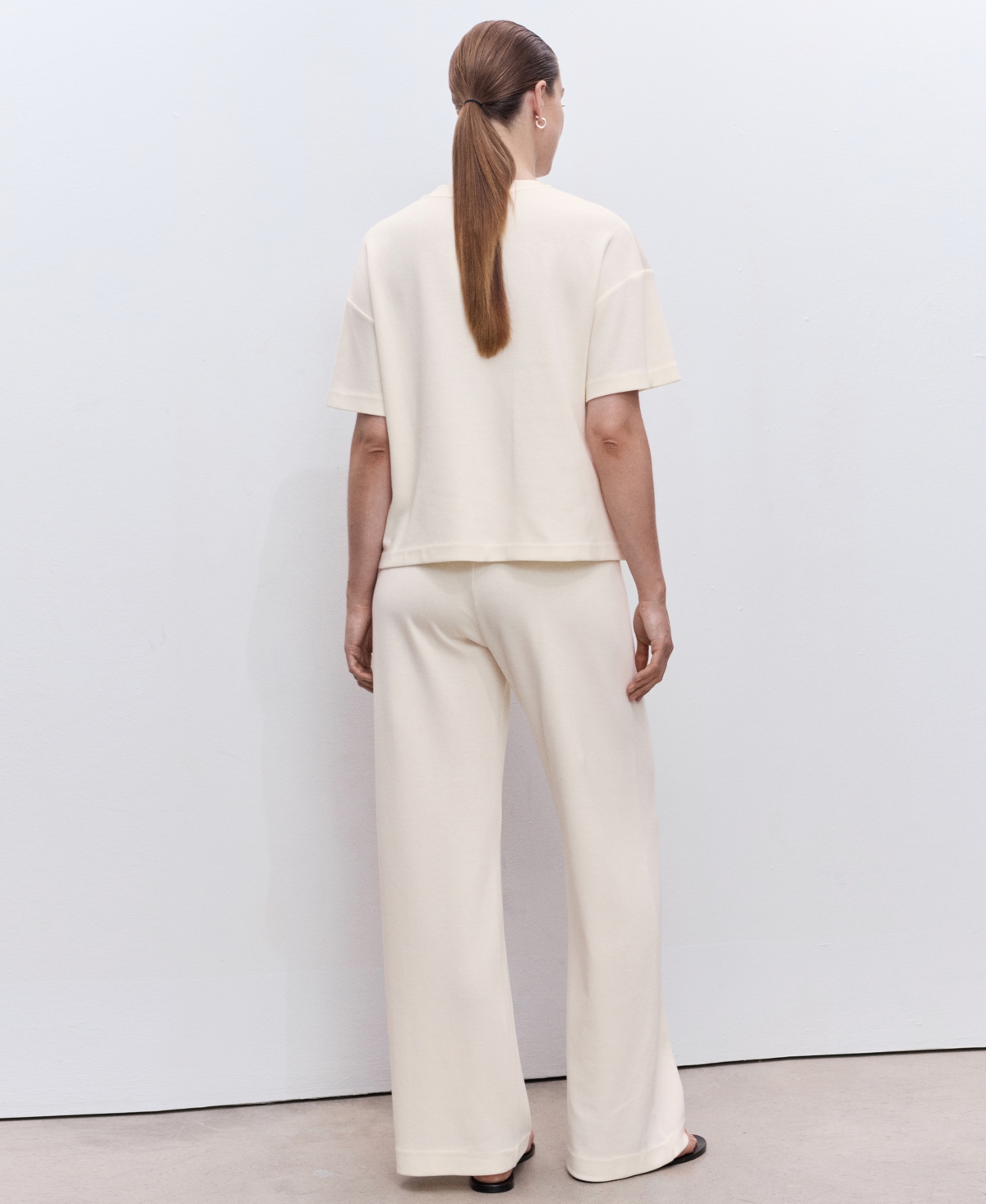 Mango Cotton Blend Wide Leg Maternity Pants In Neutral