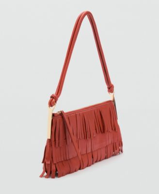 Women's Fringes Detail Large Leather Shoulder Bag