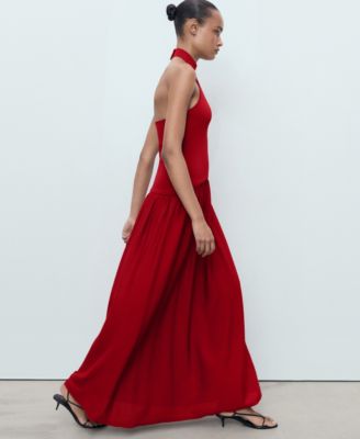 Women's Mixed Knit Halter Dress