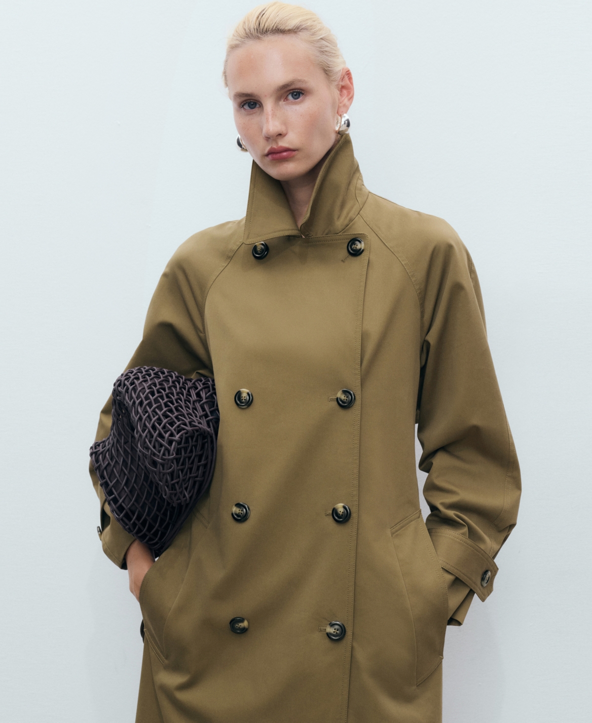 Mango Angela Trench Coat In Green