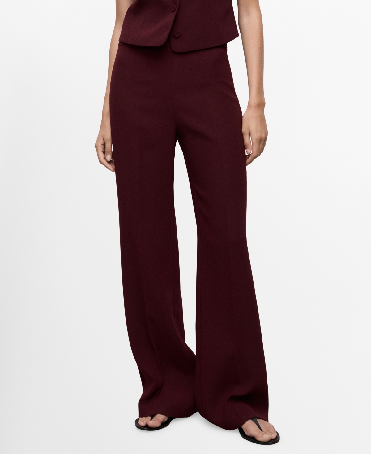 Mango Women's Straight Mid-rise Suit Pants In Burgundy