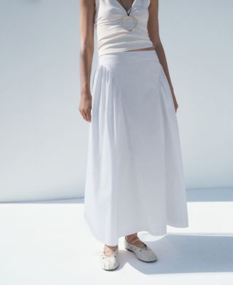 Women's Pleated Midi Cotton Skirt