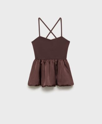 MANGO - Women's Crossed Back Combined Fabric Top