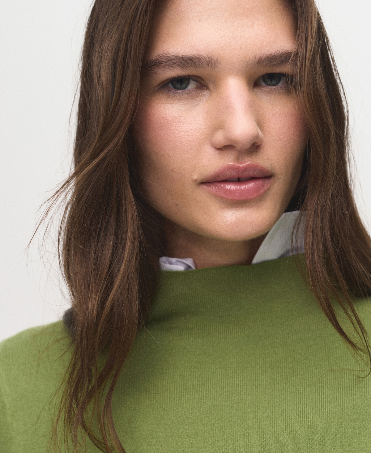 Mango Knitted Sweater With Perkins Neck In Green