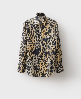 MANGO - Women's Animal Print Cotton Shirt