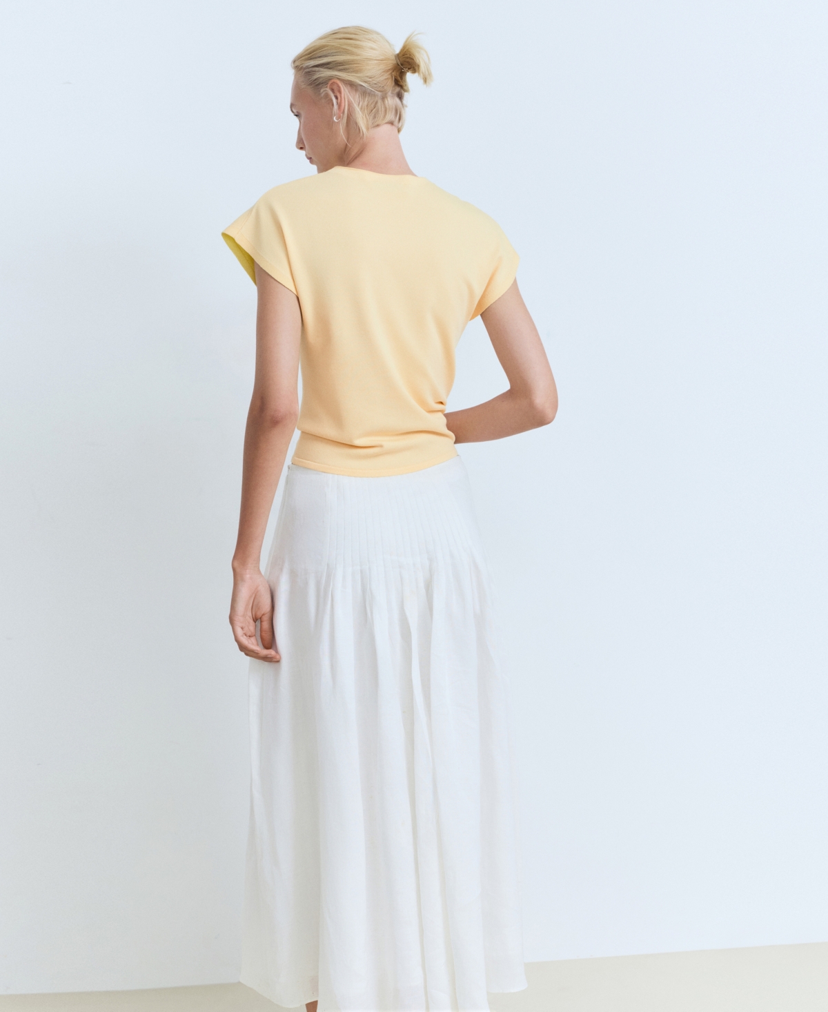 Mango Fine Knit Short Sleeve T-shirt In Yellow