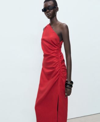 Women's Asymmetrical Neckline Lyocell Dress