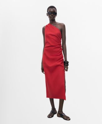 MANGO - Women's Asymmetrical Neckline Lyocell Dress