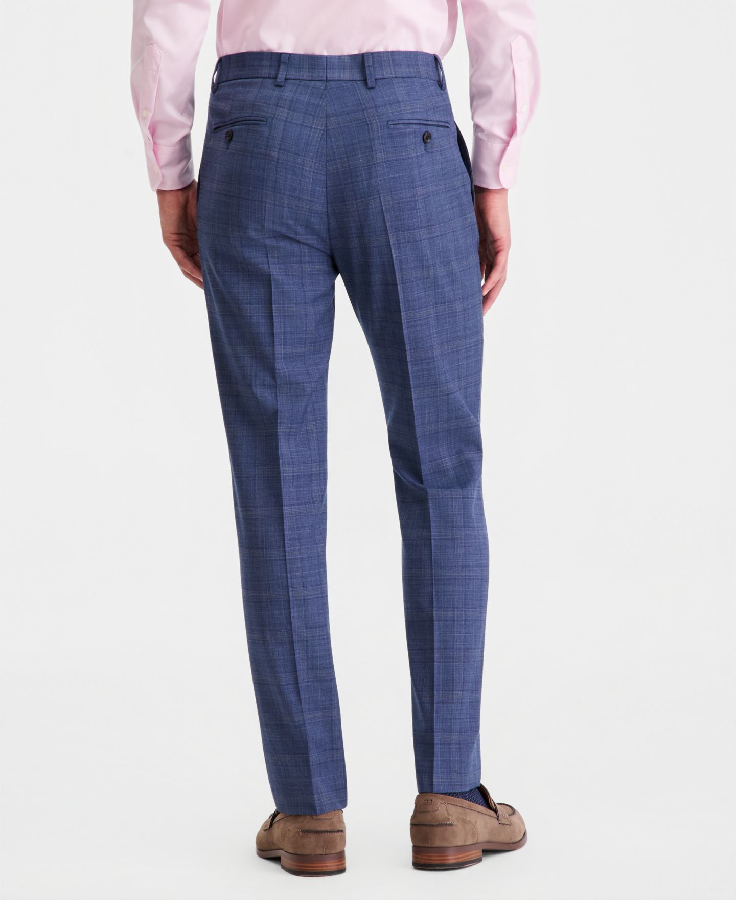 Мужские брюки Tommy Hilfiger Modern-Fit Wool TH-Flex Stretch Suit Separates Pant, цвет: Синий ржавый клетчатый — фото 4