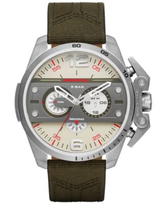 Diesel - Men's Chronograph Ironside Tan Leather & Black Canvas Strap Watch 48x55mm DZ4389