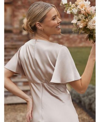 Women's Gathered Bust Satin Bridesmaid Dress