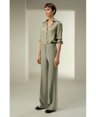 Women's Silk-Wool Twill Flare Pants