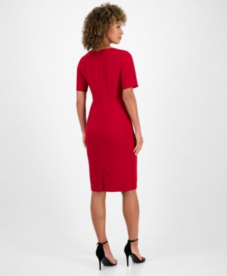 Women's Asymmetrical-Neck Sheath Dress, Regular & Petite