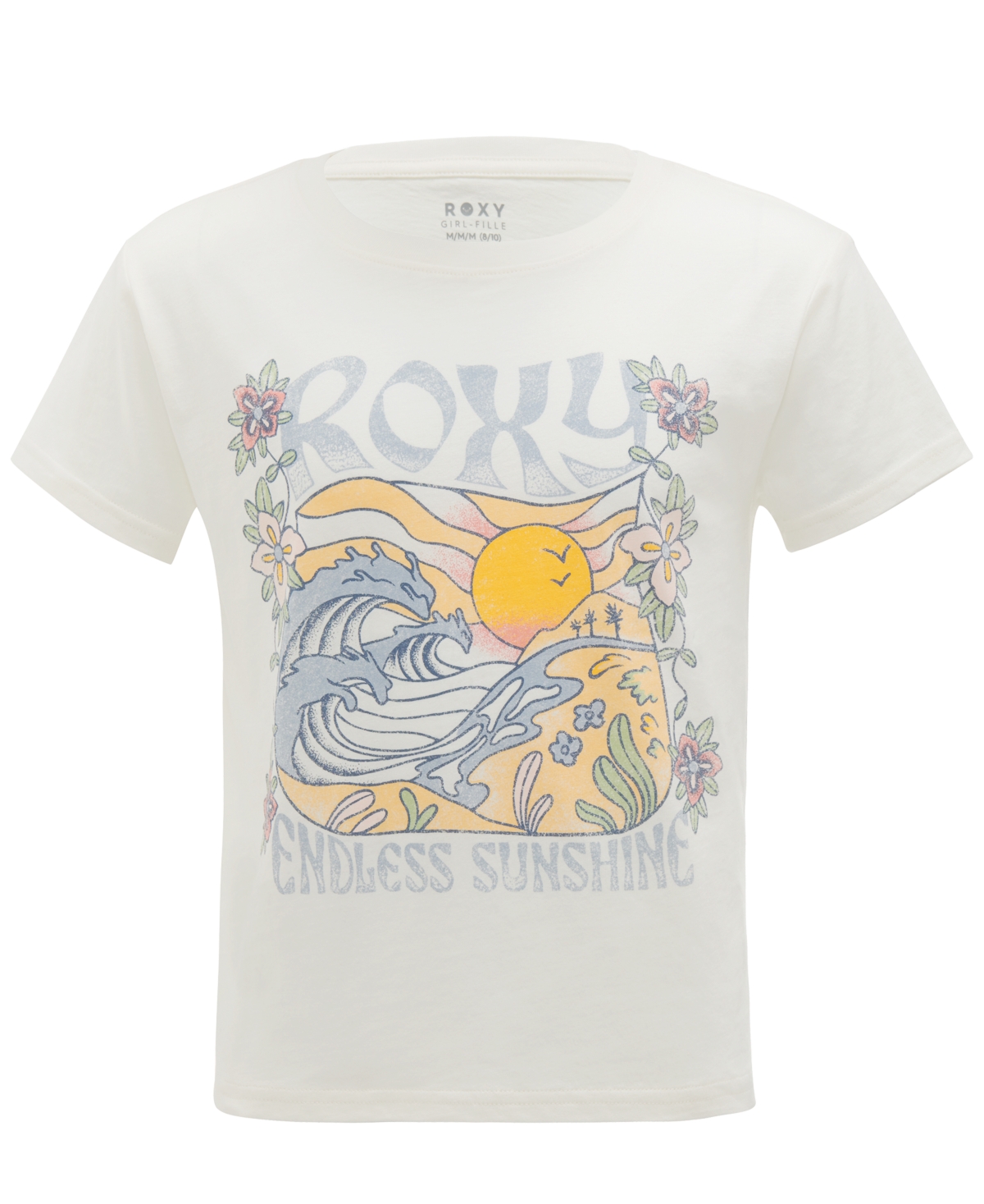 Roxy Kids' Big Girls Endless Sunshine Printed Short Sleeve T-shirt In Blue