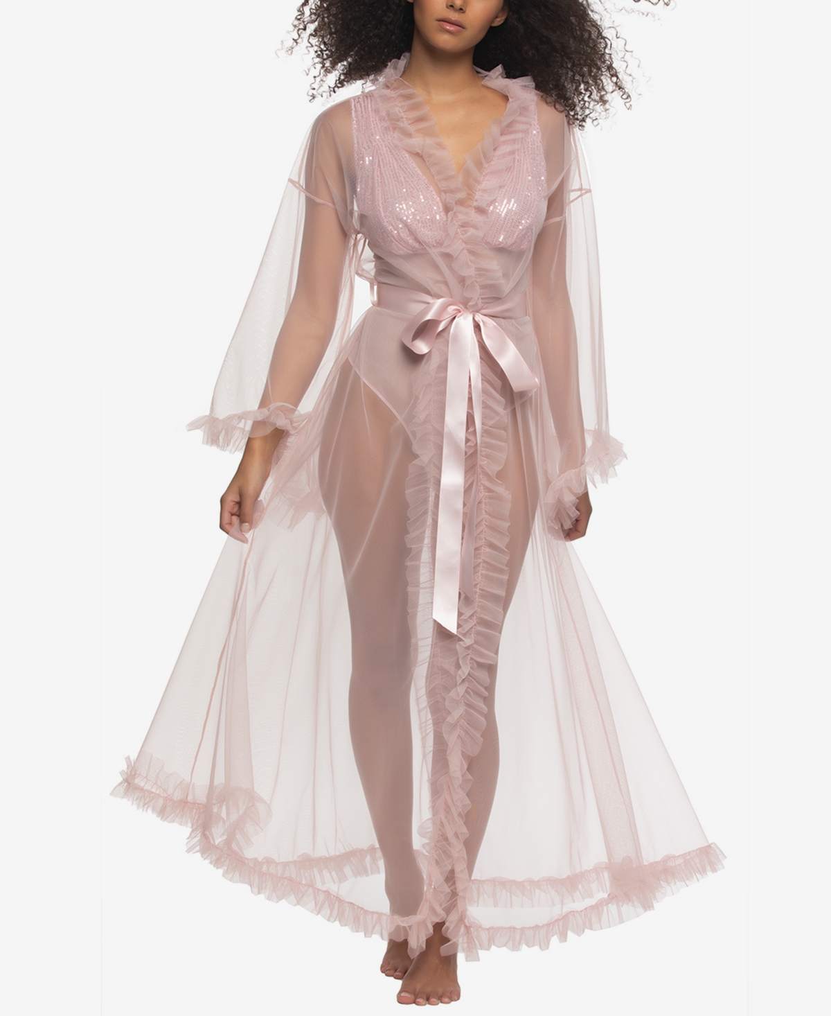 Jezebel Women's Veil Tulle Ruffle Peignoir