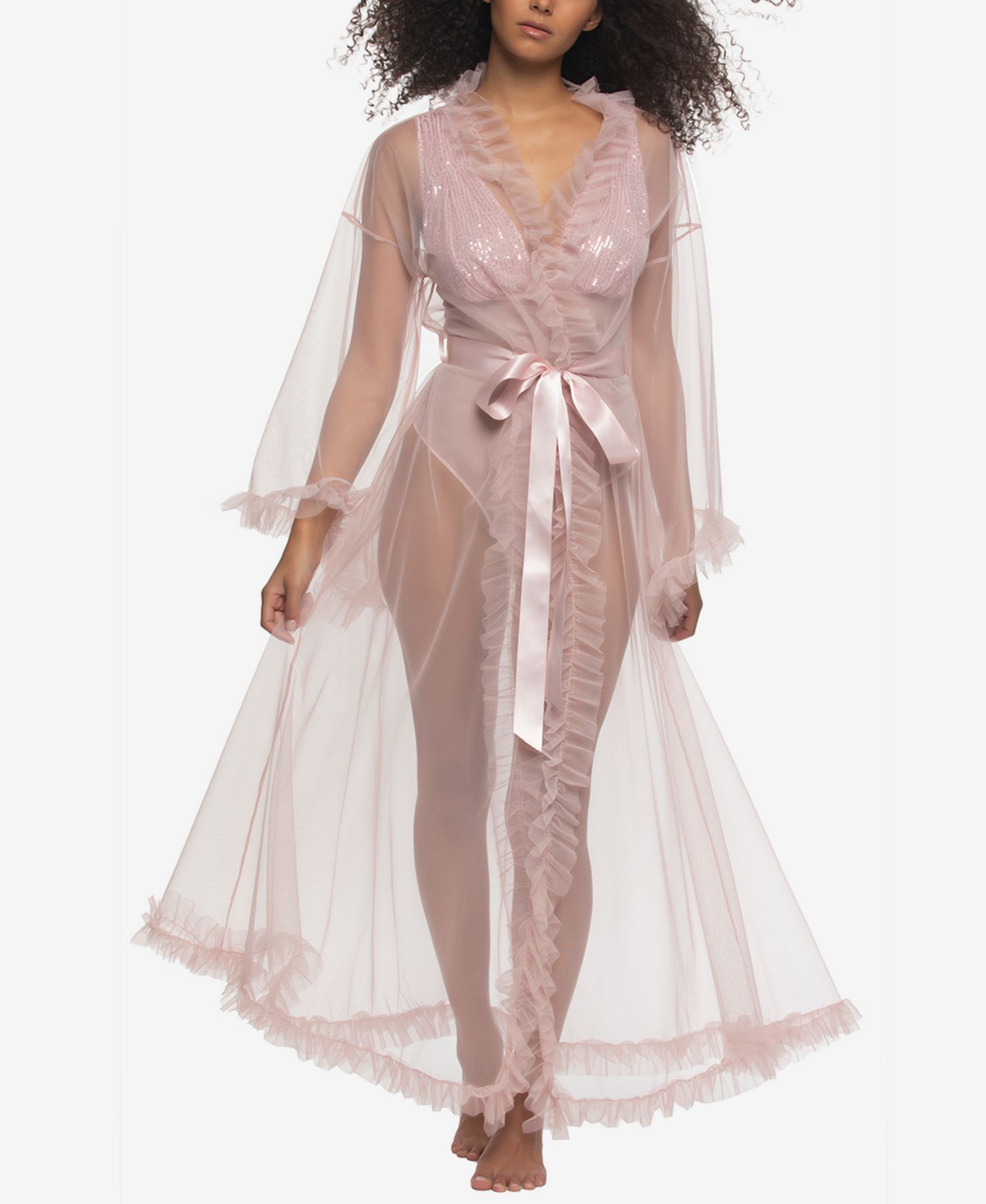 Women's Veil Tulle Ruffle Peignoir