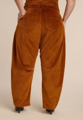 Women's Plus Size Corduroy Barrel Leg Pants