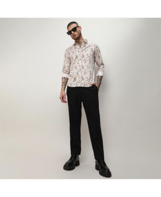 Men's Abstract Print Button Up Cotton Shirt
