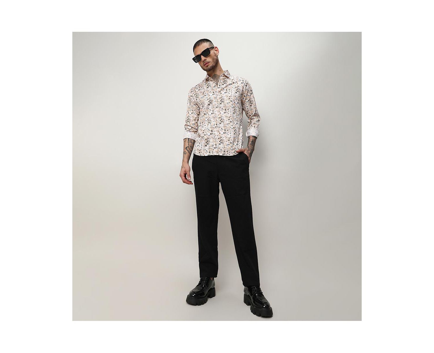 Men's Abstract Print Button Up Shirt