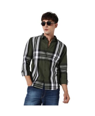Men's Tartan Plaid Dark Green Shirt