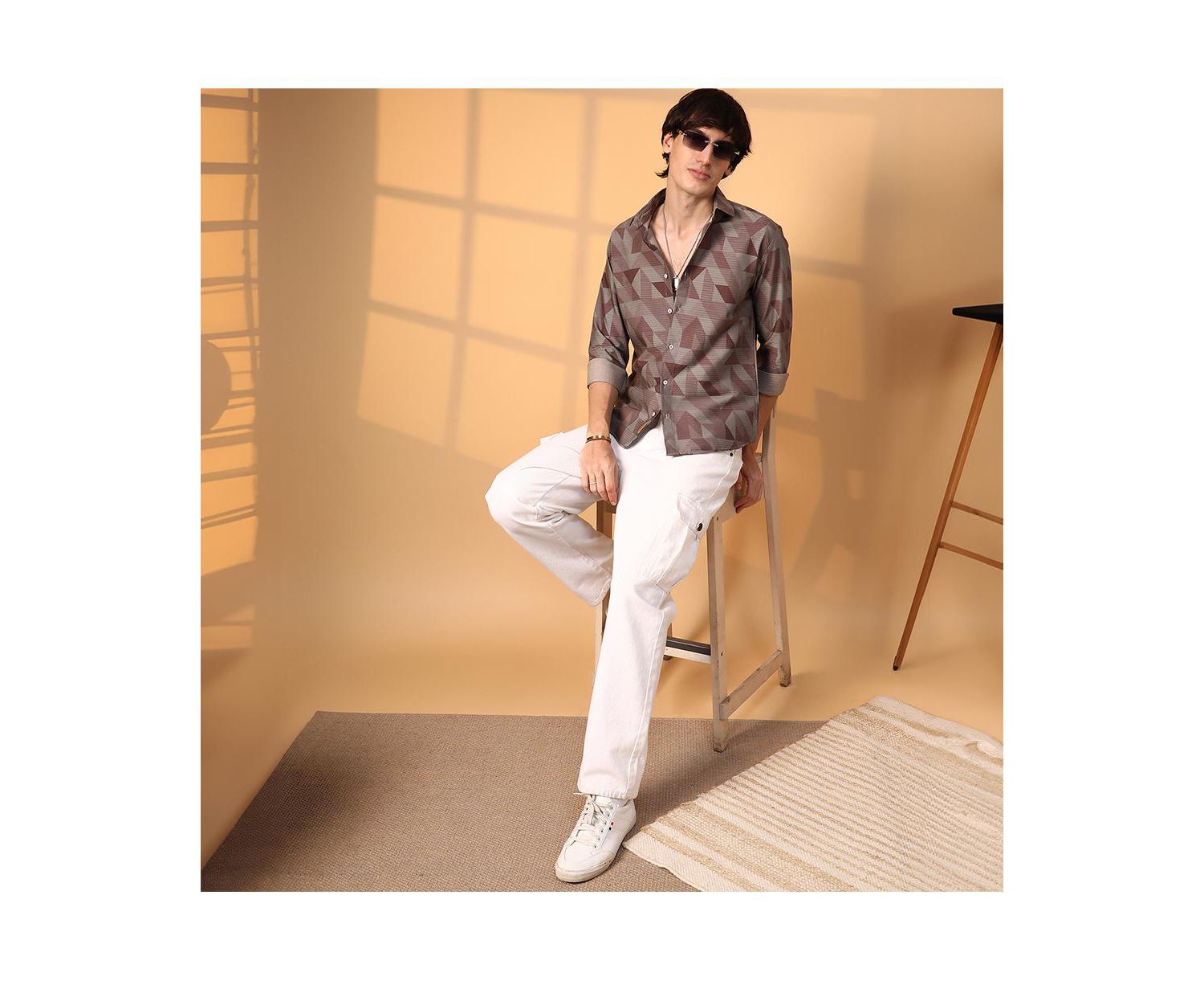 Men's Geometric Seersucker Shirt