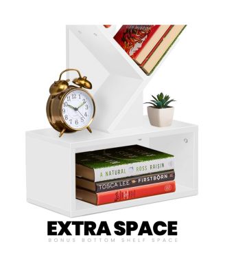 7-Tier Zigzag Tree Bookcase with Open Drawer for Books, Decor, and Accessories - Space-Saving Organizer Unit for Living Room, Bedroom, Office