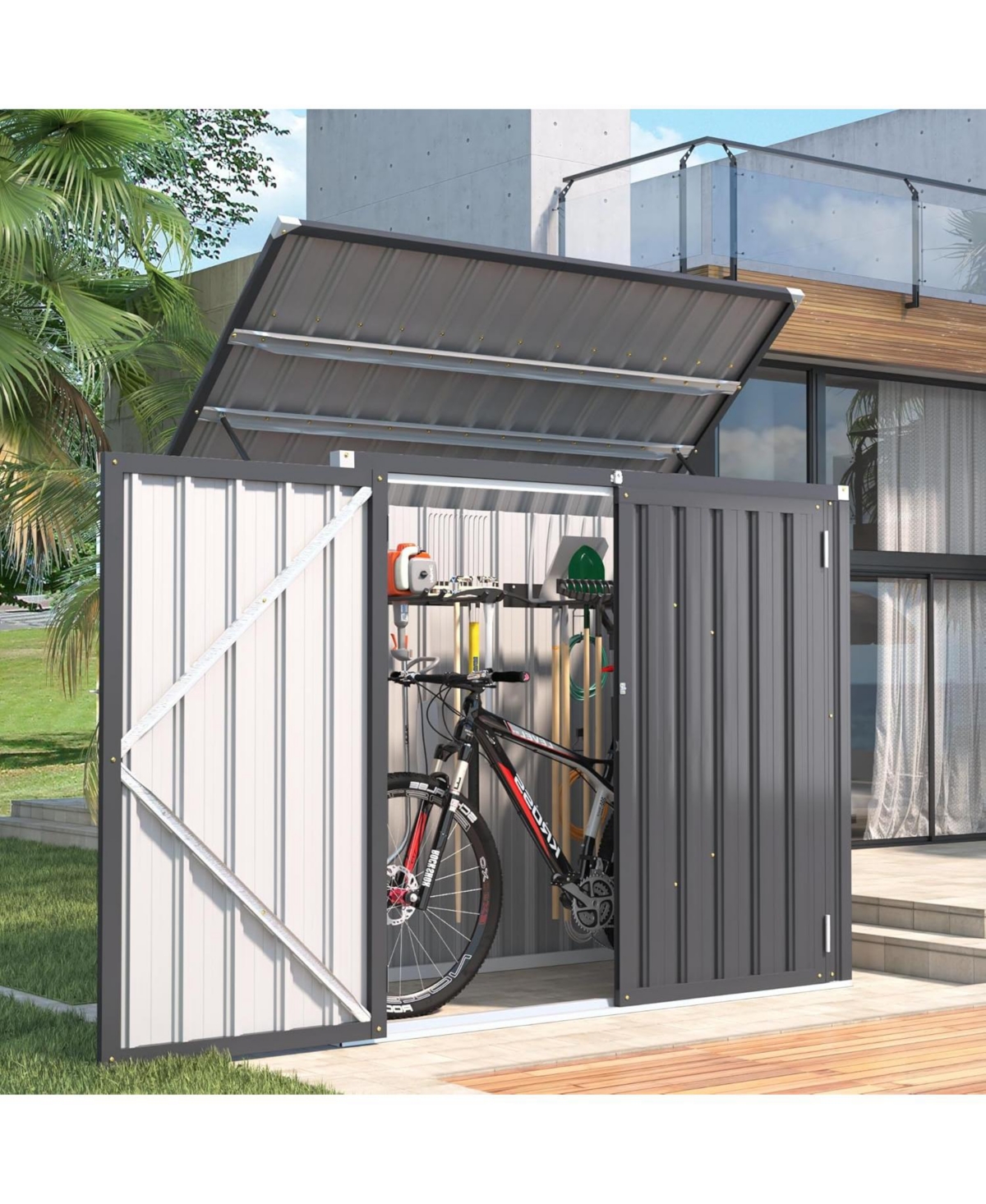 Aecojoy 46 Cu.Ft Outdoor Trash Can Storage Shed