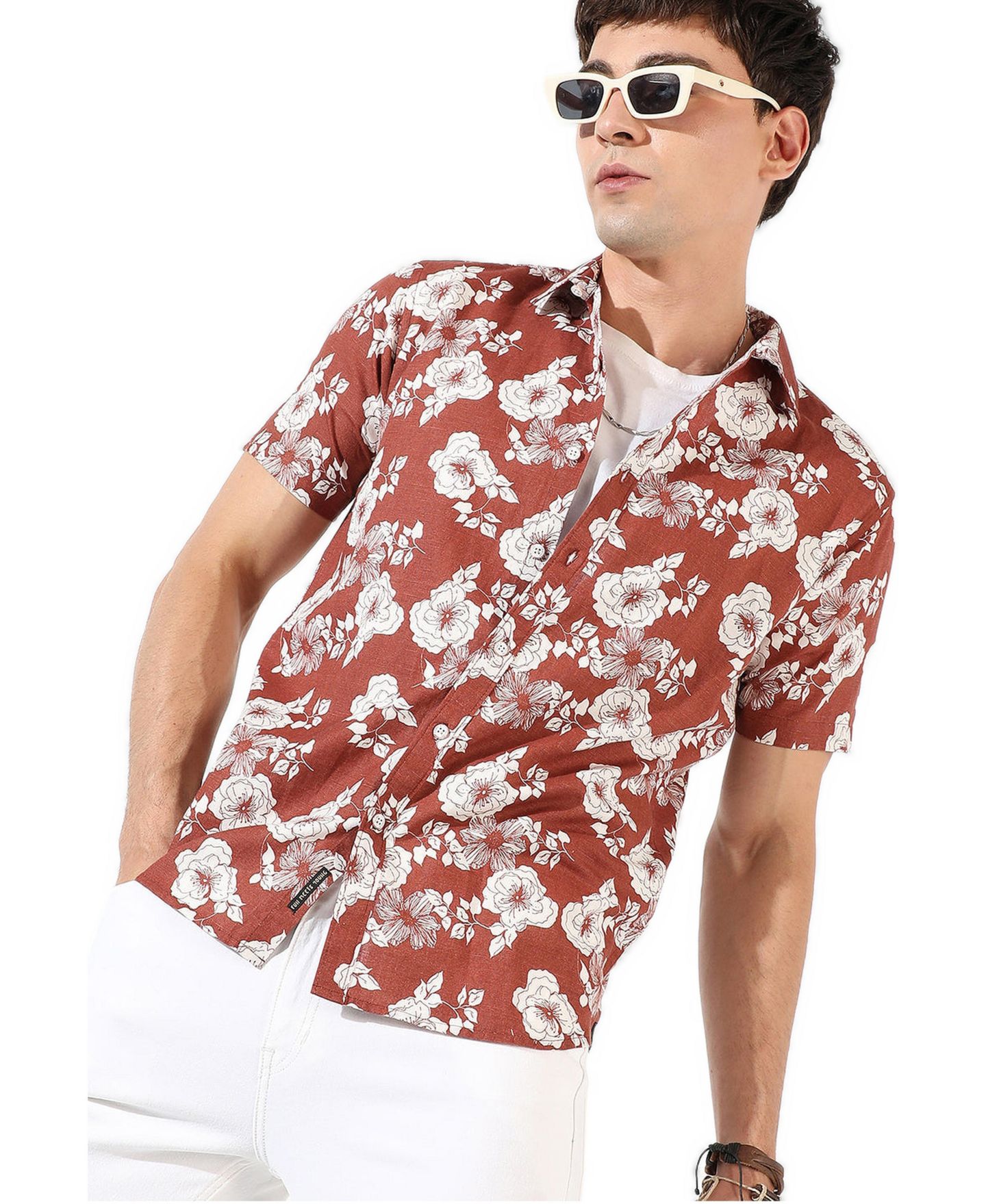 Мужская рубашка Cahoot Printed Casual, цвет: Коричневый — фото 1