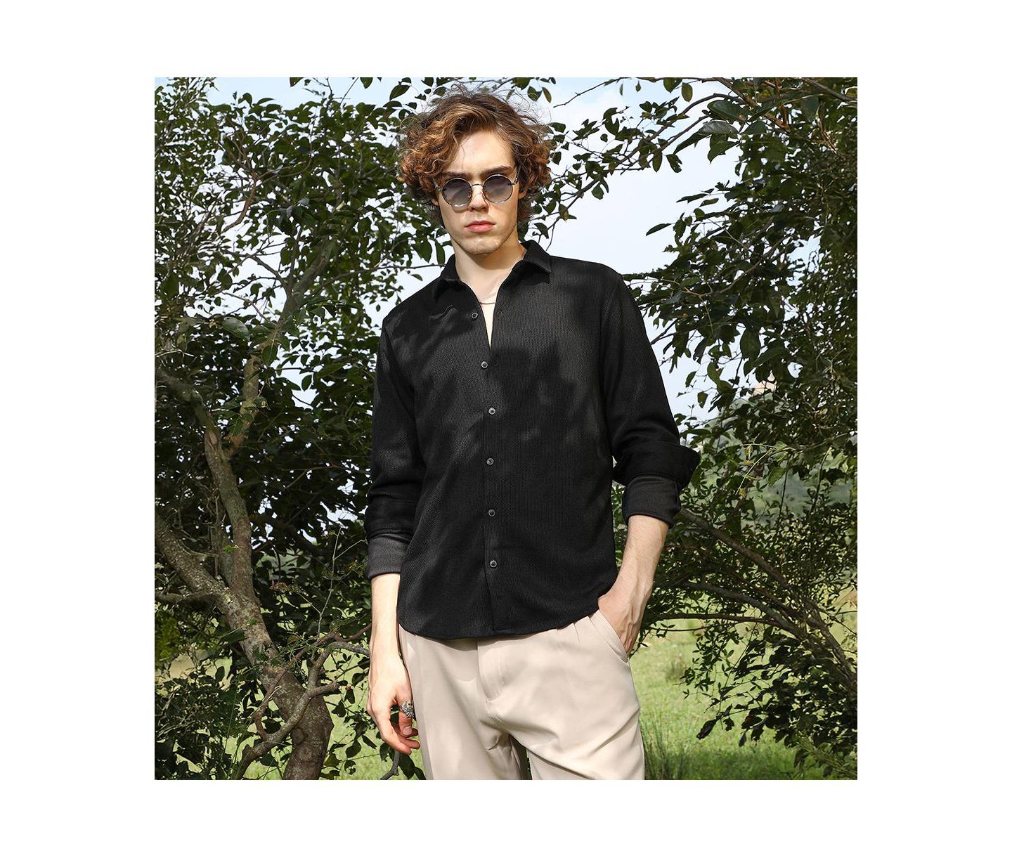 Мужская рубашка Cahoot Campus Sutra Solid Knit, цвет: Чёрный — фото 2