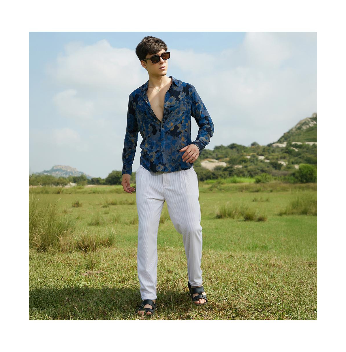 Campus Sutra Men's Bi-Hue Daisy Shirt