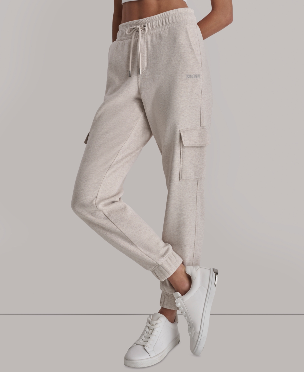 Dkny Sport Women's Studded-logo Cargo Joggers In Gray