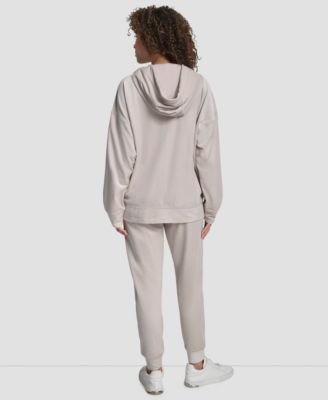 Women's Platinum Velour Rhinestone Logo Full-Zip Hoodie