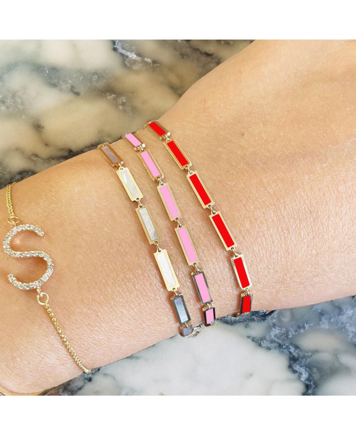 The Lovery Red Bar Bracelet 14K Gold