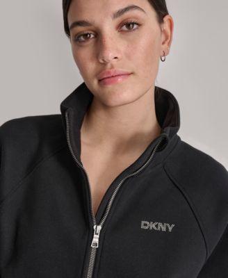 DKNY Women's Studded-Logo Half-Zip Sweatshirt