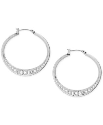 Silver-Tone Openwork 1-3/8" Hoop Earrings