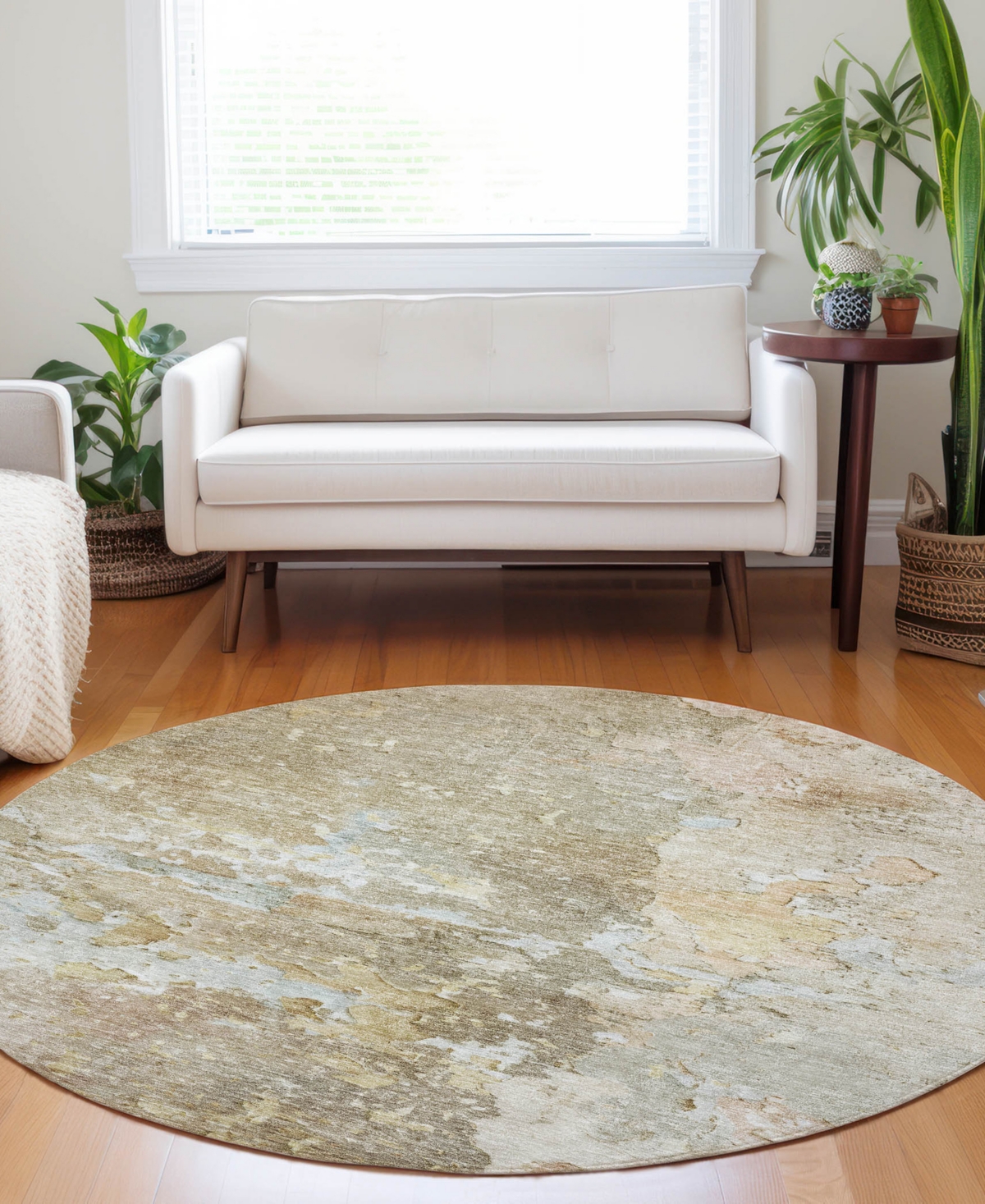 Dalyn Ravenna Rn3 8'x8' Round Area Rug In Brown
