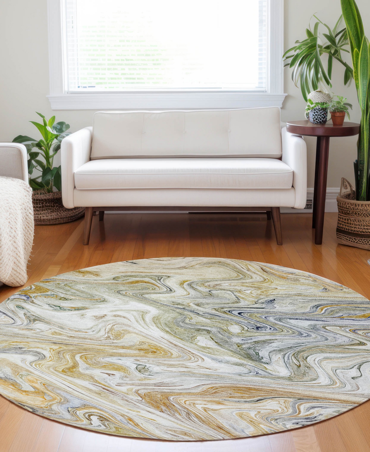 Dalyn Ravenna Rn8 8'x8' Round Area Rug In Yellow