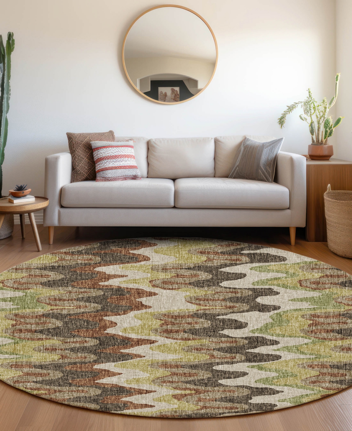 Dalyn Lorenzo Ln6 8'x8' Round Area Rug In Brown