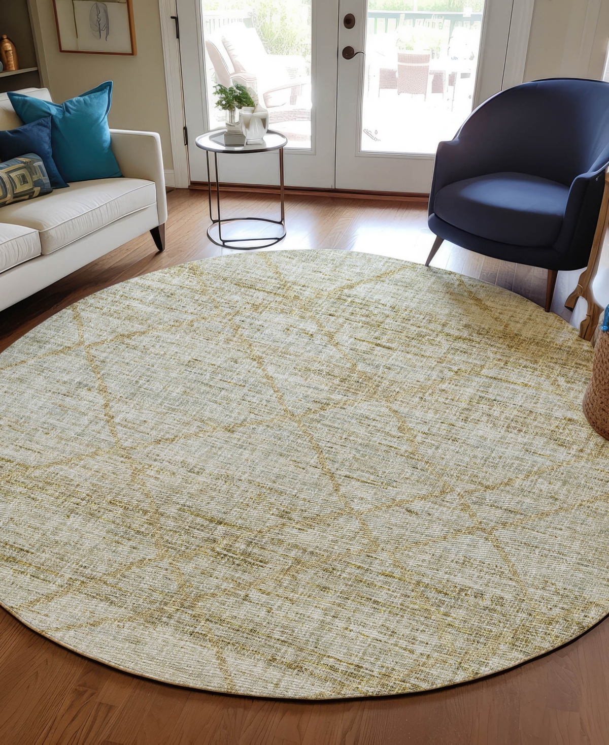 Dalyn Portico Po1 8'x8' Round Area Rug In Gold