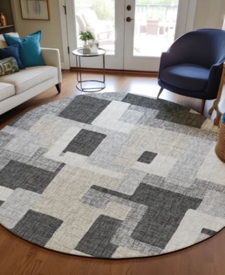 Portico Washable PO3 8'x8' Round Area Rug