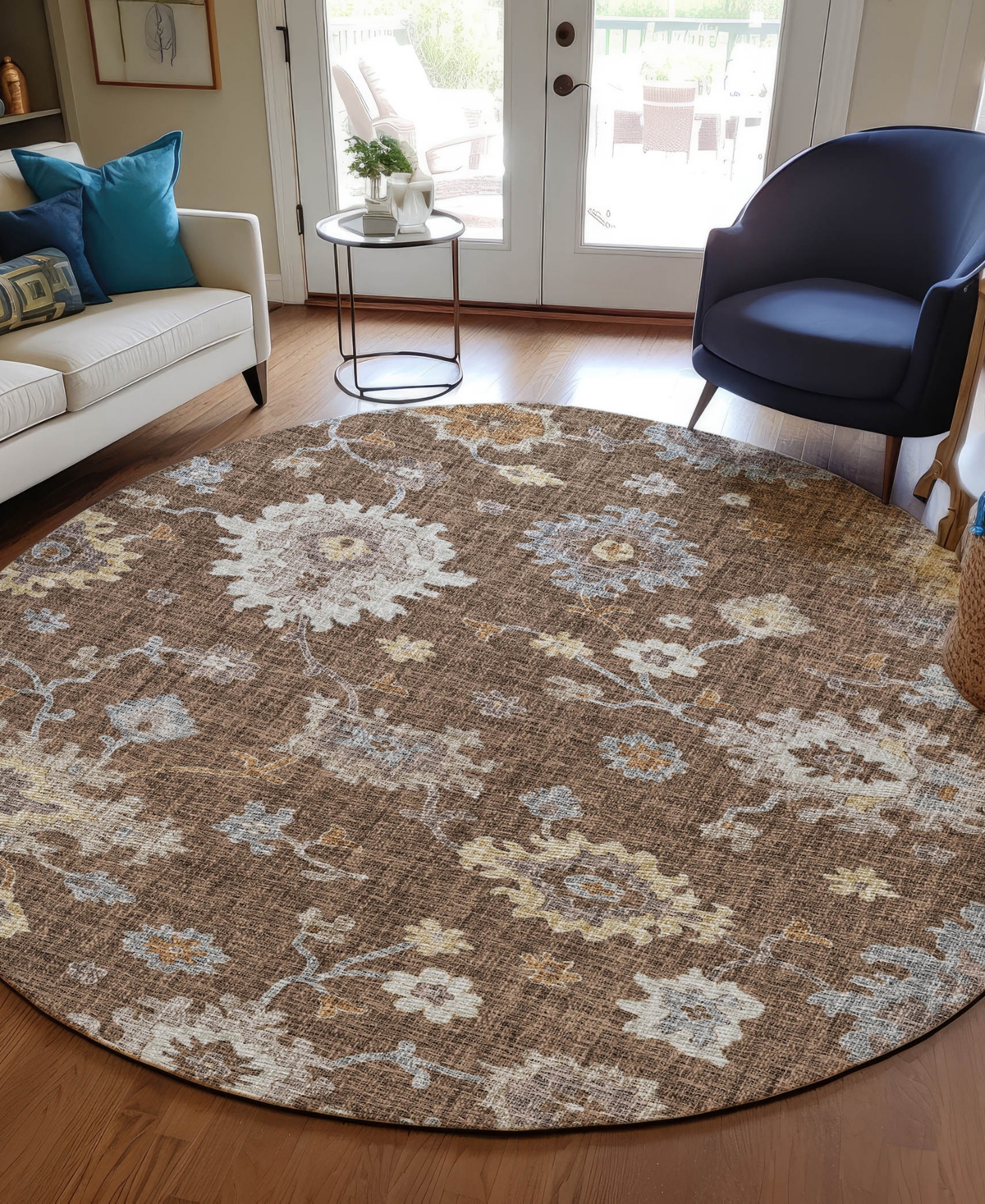 Dalyn Portico Po6 8'x8' Round Area Rug In Brown