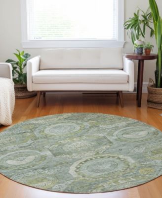 Tabrook Washable TB14 8'x8' Round Area Rug